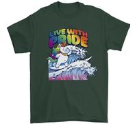 Lgbt Live With Pride Unicorn Gay Pride Consapevolezza T-Shirt 100% Cotone