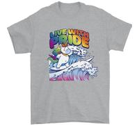 Lgbt Live With Pride Unicorn Gay Pride Consapevolezza T-Shirt 100% Cotone