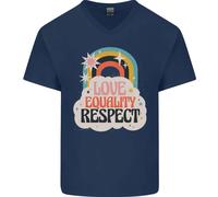 Lgbt Love Uguaglianza Respect Gay Pride Giorno Uomo Scollo A V Cotone T-Shirt