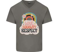 Lgbt Love Uguaglianza Respect Gay Pride Giorno Uomo Scollo A V Cotone T-Shirt
