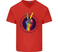 Lgbt Mai Stop Loving Combattimento Gay Pride Uomo Scollo A V Cotone T-Shirt