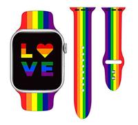Lgbt Pride - Cinturino di ricambio per Apple Watch da 38-45mm, arcobaleno, in silicone, per iWatch serie 7, 6, 5, 4, 3, 2, 1, SE, unisex, idea regalo