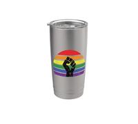 LGBT Pride Flag Fist BLM Black Lives Matter Vintage Retro Bicchiere termico in acciaio inox doppia parete
