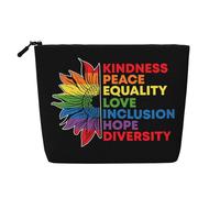 LGBT Pride Rainbow Gay Girasole Gentilezza Pace Borse per il trucco Borsa per il trucco da viaggio con cerniera Borsa per cosmetici per donne