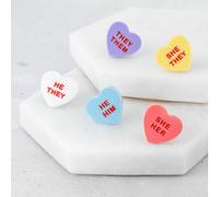 Lgbt Pronoun Spille She Lei He Lui Essi Loro Acrilico Cuore Pride Regalo Bavero