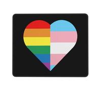 LGBT Rainbow And Transgender Pride Flag Heart Tappetino Scrivania Comodo Tappetino per Mouse Antiscivolo Mousepad per Laptop Accessori Scrivania Lavoro 25X30Cm