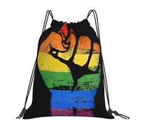 LGBT Rainbow Gay Pride Flag Make A Fist And Raise Your Hand Borsa con Coulisse Stringa Sacca da Palestra Pieghevole Borsa Palestra per All'Aperto Spiaggia Nuoto 36X42Cm