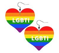 Lgbt Rainbow Pride Flag Orecchini in pelle per le donne Ciondola l'orecchino con pendente a goccia con gancio Regali per ragazza adulta