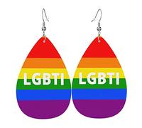 Lgbt Rainbow Pride Flag Orecchini in pelle per le donne Ciondola l'orecchino con pendente a goccia con gancio Regali per ragazza adulta