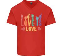 Lgbt Segno Language L'Amore È Gay Pride Giorno Uomo Scollo A V Cotone T-Shirt