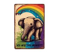 Lgbt Sei L'Elefante Arcobaleno Più Coraggioso Cartelli Metallo Vintage Poster Metal Retrò Cartello Decorativo Per Murale Soggiorno Bar Pub