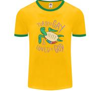 LGBT Tartaruga Amata Da Dio Gay Pride Uomo Ringer T-Shirt FotL