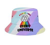 LGBT Ti Amo in Ogni Universo Cappello da Pescatore LGBT Ti Amo in Ogni Universo Moda Unisex Confezione da Viaggio Cappellini da Sole Adolescenti Donna Uomo novità Cappelli da Esterno
