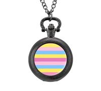 LGBT Transgender Pride Flag Vintage orologio da tasca in lega ciondolo orologio collana regalo per uomo donna, Stile nero, misura unica
