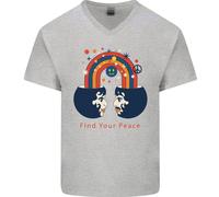 LGBT Trova La Tua Pace Maglietta In Cotone A V Per Uomini Del Gay Pride Day