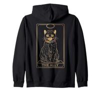 LGBTQ Ally Tarocchi Card Pride Cat Rainbow Collar Felpa con Cappuccio