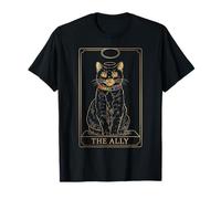 LGBTQ Ally Tarocchi Card Pride Cat Rainbow Collar Maglietta