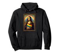 LGBTQ Arcobaleno Monna Lisa Cuore Orgoglio per L'uguaglianza Felpa con Cappuccio