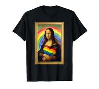 LGBTQ Arcobaleno Monna Lisa Cuore Orgoglio per L'uguaglianza Maglietta