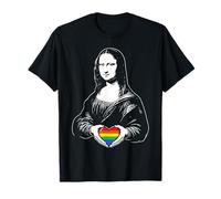 LGBTQ Arcobaleno Monna Lisa Cuore Orgoglio per L'uguaglianza Maglietta