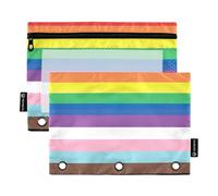 Lgbtq Astuccio per matite con bandiera dei diritti dell'orgoglio per 3 raccoglitori ad anelli con cerniera per matite borse morbide per la scuola trasparenti tasche per ragazze 24,9 x 18 cm, 2