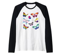 LGBTQ Butterflies Pride Month Ally Consapevolezza Omosessuale Maglia con Maniche Raglan
