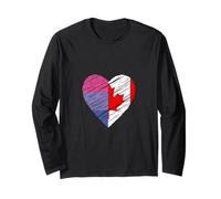 LGBTQ Canada Bi Pride Cuore per Bi Bisessuale Amore LGBT Maglia a Manica