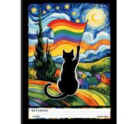 LGBTQ Cat Art Notebook: Starry Night Style Illustration - Gay Pride Support Journal for Cat Lovers, Allies, Teens, and Creative Adults