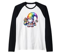 LGBTQ Christmas GNOME with Rainbow Santa Hat for Xmas Maglia con Maniche Raglan