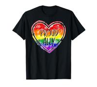 LGBTQ Cuore Gay Pride Mese LGBT Alleato Fiero Bandiera Arcobaleno Maglietta