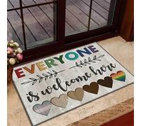Lgbtq Everyone Is Welcome Here Lgbt Zerbino Ingresso Trappola Sporco Tappeto Entrata Assorbente Tappeti Da Bagno Per Doccia Corridoio Interno 40X60 Cm