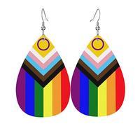 Lgbtq Gay Lesbiche Bisessuali Transgender Orgoglio Arcobaleno Orecchini in Pelle Per Le Donne Finta Pelle Orecchini Pendenti D'acqua Vintage Leggeri Orecchini Pendenti Gioielli Per Le Donne