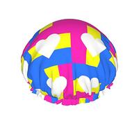 LGBTQ Pansexual Pride Bocca Arcobaleno Cuffie da doccia gay Cuffia da bagno riutilizzabile Cappello da doccia elastico da bagno Morbido impermeabile per cappucci per capelli di tutte le lunghezze di c