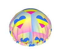 LGBTQ Pansexual Pride Bocca Arcobaleno Cuffie da doccia gay Cuffia da bagno riutilizzabile Cappello da doccia elastico da bagno Morbido impermeabile per cappucci per capelli di tutte le lunghezze di c