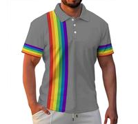 LGBTQ - Polo da uomo a maniche corte, motivo arcobaleno, Gay Pride