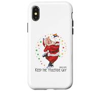 LGBTQ Pride 2025 Divertente Keep the Yuletide Gay Rainbow Santa Custodia per iPhone X/XS