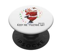 LGBTQ Pride 2025 Divertente Keep the Yuletide Gay Rainbow Santa PopSockets PopGrip Adesivo