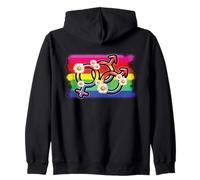 LGBTQ Pride Bandiera arcobaleno con simboli di genere amore uguaglianza Felpa con Cappuccio