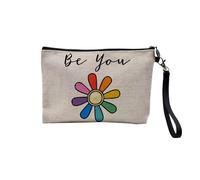 LGBTQ Pride Gay Lesbico Ally Trans Gay - Astuccio per trucco in tela effetto lino, astuccio da toeletta, portamonete, Be You, 23.5 x 15 cm, Astuccio per il trucco
