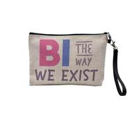 LGBTQ Pride Gay Lesbico Ally Trans Gay - Astuccio per trucco in tela effetto lino, astuccio da toeletta, portamonete, Bi The Way, 23.5 x 15 cm, Astuccio per il trucco