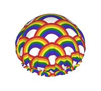 LGBTQ Pride Mouth Arcobaleno Cuffie da doccia gay Cuffia da bagno riutilizzabile Cappello da doccia elastico da bagno Morbido impermeabile per cappucci per capelli di tutte le lunghezze