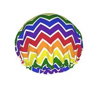 Lgbtq Pride Mouth Arcobaleno Gay Cuffia da doccia da donna Cappucci per capelli lunghi riutilizzabili con fascia elastica Cappello da doccia a doppio strato per adulti Bambini