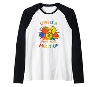 LGBTQ Pride Shirt Love Is A Fruit Salad Frutiy Rainbow Flag Maglia con Maniche Raglan
