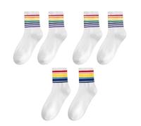 Lgbtq Pride Stripes, 3 paia di calzini arcobaleno da donna, accessori per gay pride, calzini a righe arcobaleno per donne e uomini, per donne e ragazze, accessori regalo, bianco, Taglia unica