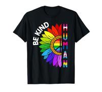 LGBTQ+ Rainbow Gay Flag Sunflower Be Kind Human Pride LGBTQ Maglietta
