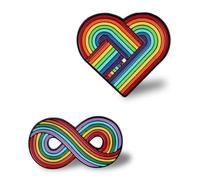 LGBTQ - Set di spille smaltate arcobaleno - Simbolo dell'infinito e spille intrecciate a cuore per giacche, borse e vestiti, 2 spille LGBTQ+Ally per uguaglianza Love Support Visibilità, 1, Ferro