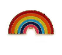 LGBTQ - Spilla smaltata multicolore con arcobaleno Gay Pride, color oro, larghezza 33 mm