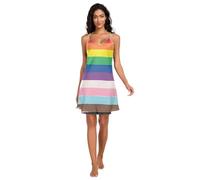 Lgbtq - Vestito da donna con pennelli con bandiera per i diritti dell'orgoglio dei diritti, con spalline sottili regolabili, scollo a V, camicie da notte estive da donna, S, Lgbtq Flag Pennelli