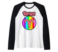 LGBTQI Ariete Marzo Aprile Compleanno Rainbow Pride Uomini Donne Maglia con Maniche Raglan