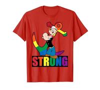 LGBTQI Pride Popeye Forte Maglietta, Uomo, Rosso, L